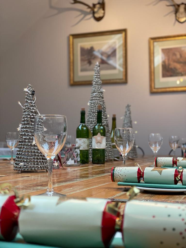 The residence laid for a Christmas meal